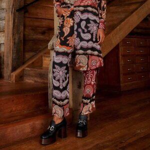 Farm Rio Sweet Mermaids Black Pants S NWT